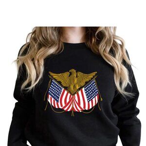 Patriotic American Eagle and Flag T-Shirt, Vintage USA Flag Tee, Independence Da